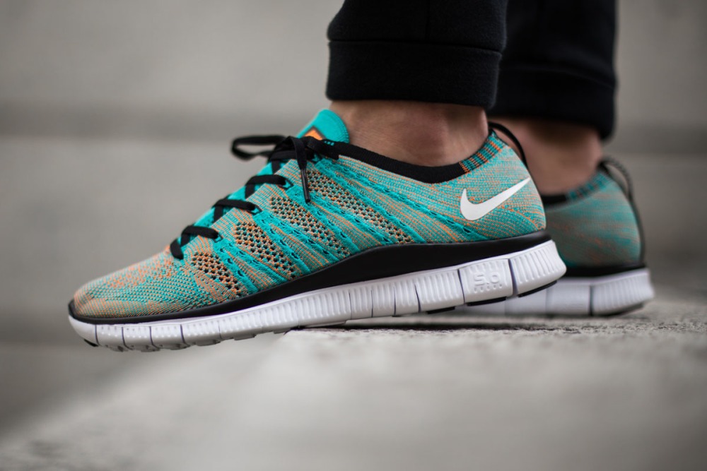 Nike Free Flyknit NSW Hyper Jade Total Orange 1 179 Brooklynstore