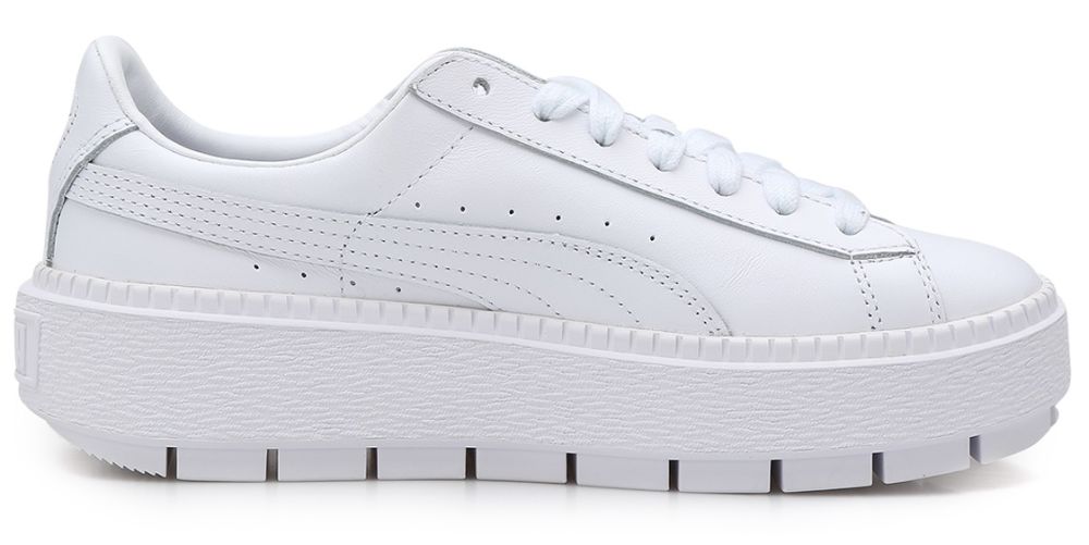 Puma platform trace sneakers in store white black with gum sole