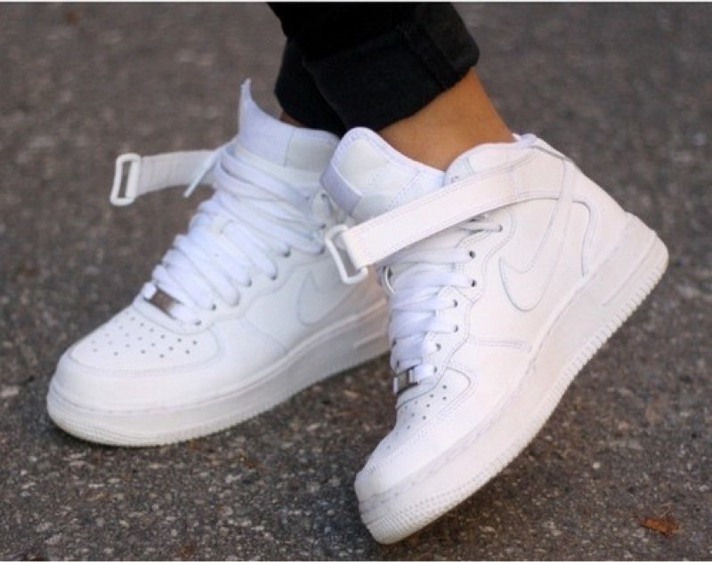 All white air hot sale force 1 mid