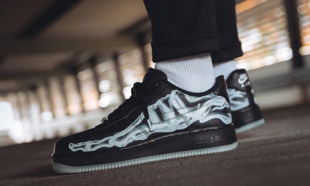 Black air sale force 1 skeleton