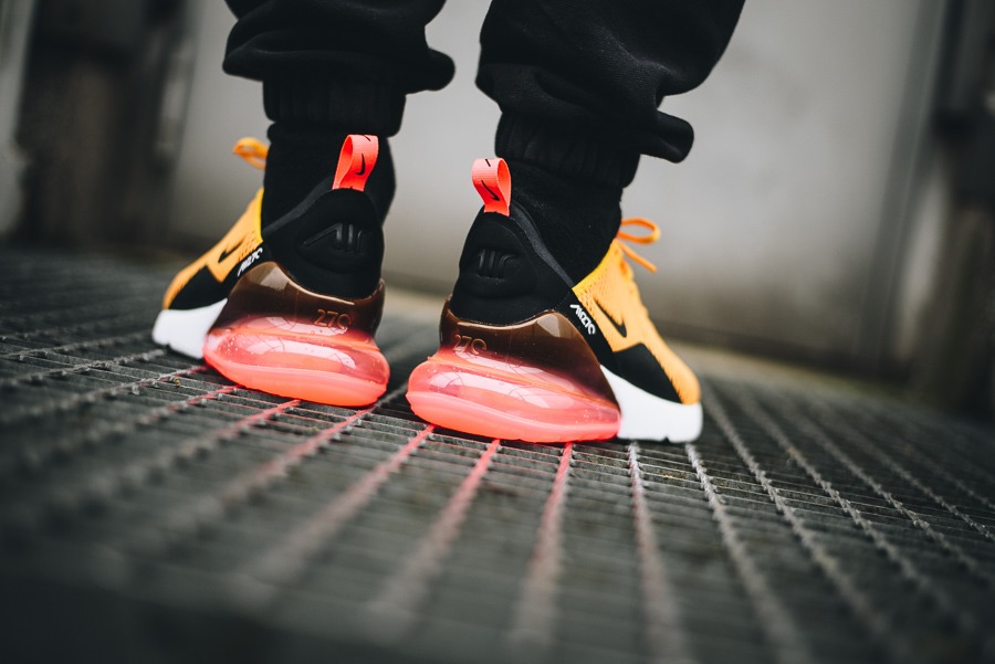 Nike air max 270 university gold on clearance feet