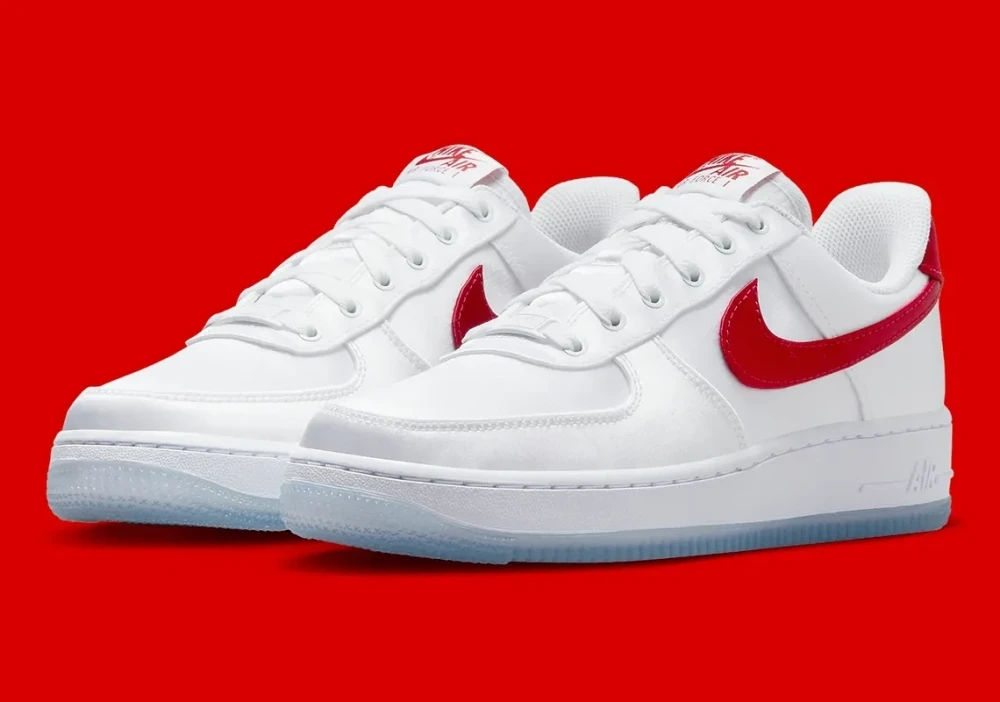 Nike air force 1 white sales with red