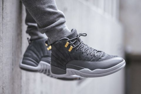 Jordan 12 grey and sales black