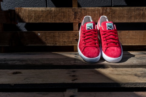 Puma clyde red clearance suede